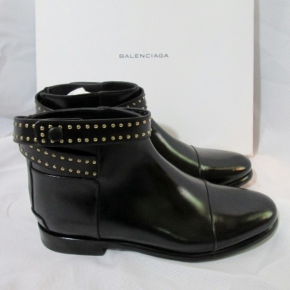 Balenciaga Shoes - NEW NIB BALENCIAGA FLAT Leather Ankle BOOT Bootie